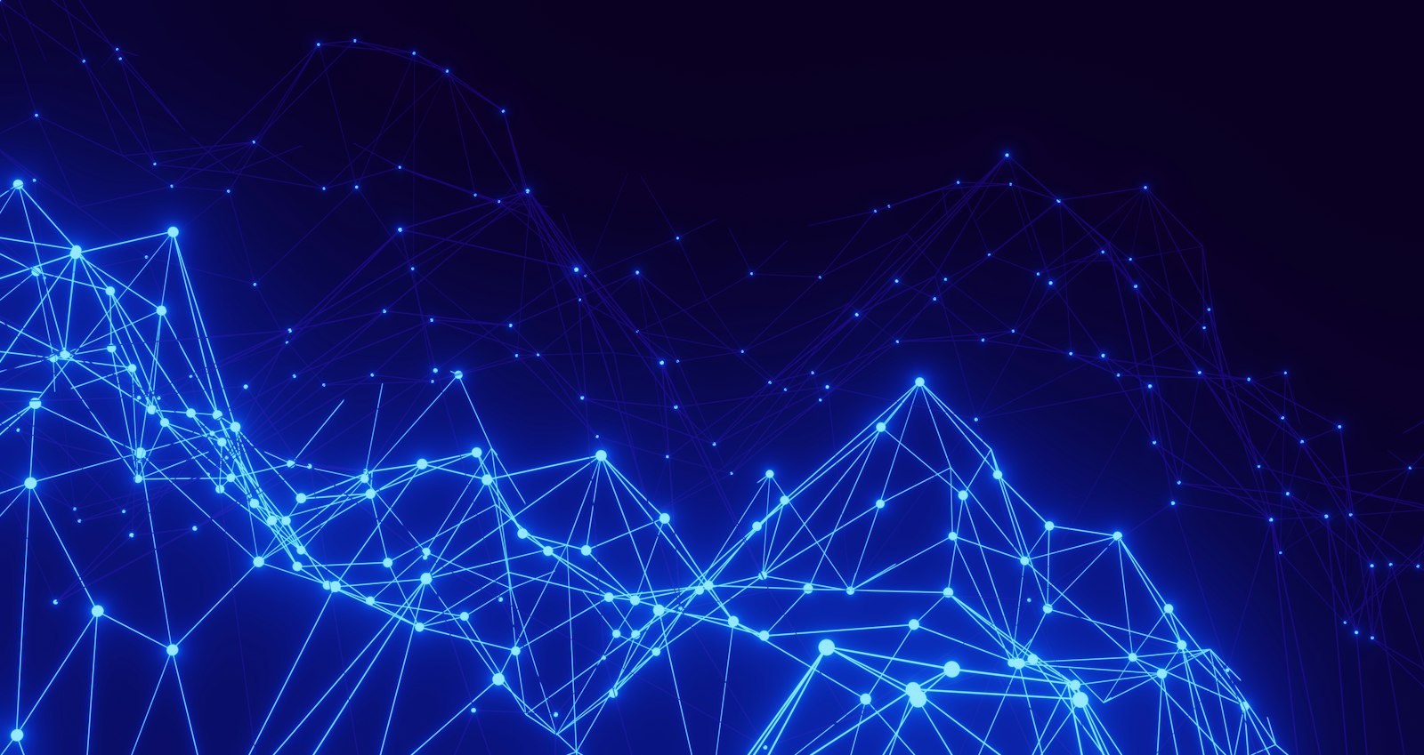 AI Services – connected intelligence network Abstract network of glowing connected nodes representing enterprise AI adoption