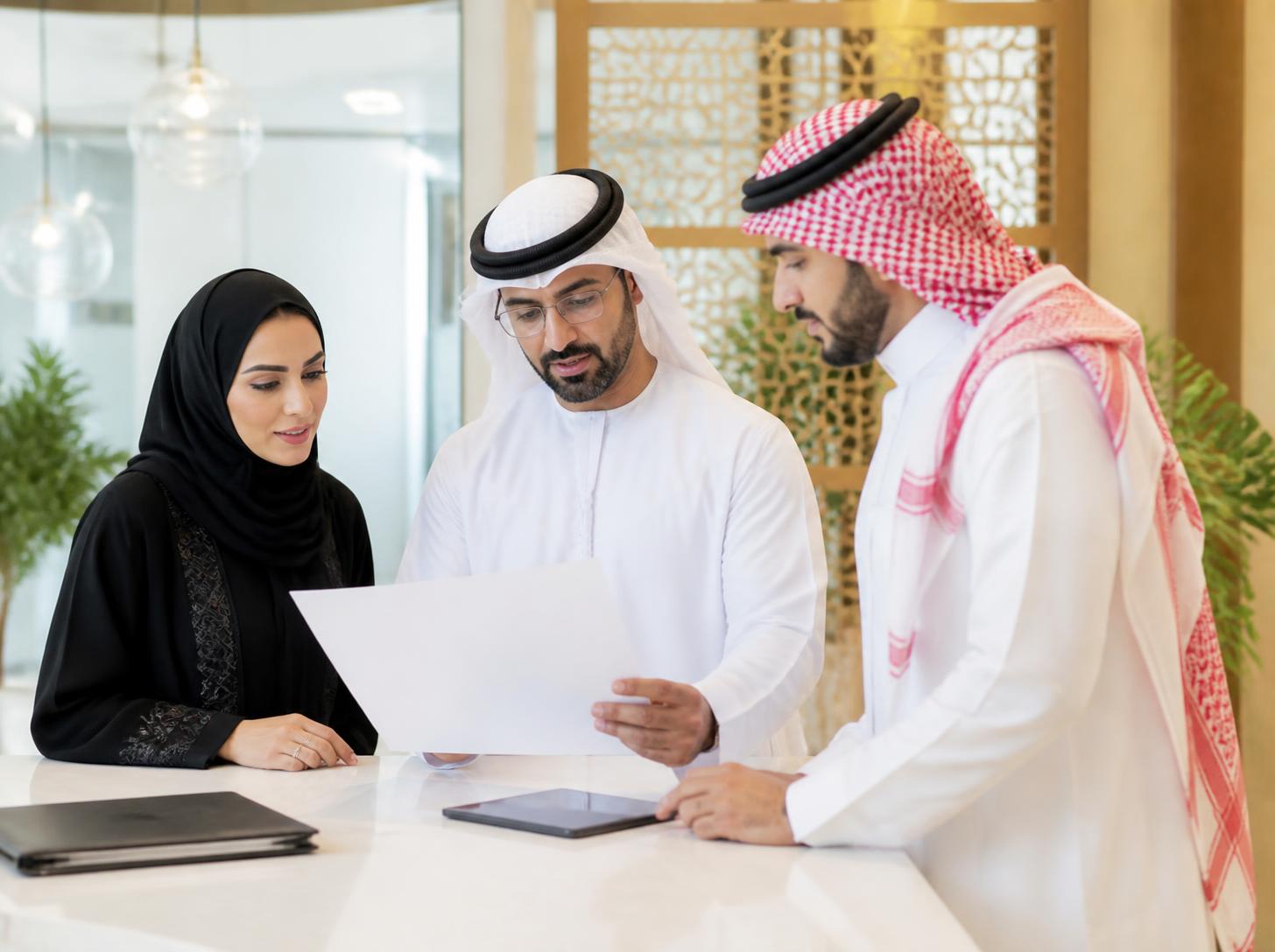 Academy – practitioners transferring knowledge AY&R practitioners reviewing a program document with GCC client professionals