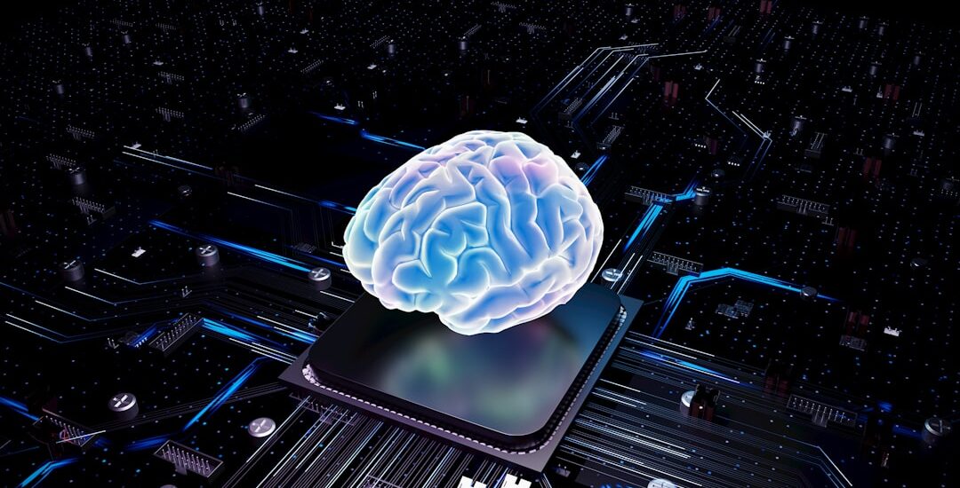 Digital brain over a computer processor representing artificial intelligence in government systems